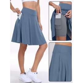 ANRABESS - Falda deportiva para mujer, longitud a la rodilla, para tenis, golf, verano, cintura alta, pantalones cortos integrados, Azul, X-Large