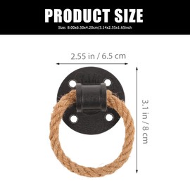 2pcs Rope Pull Ring Rustic Door Black Handles for Doors Retro Cabinet Dresser Ring Head Wooden Dresser Per Screen in Closet Drawer Handle Cupboard Meli Iron