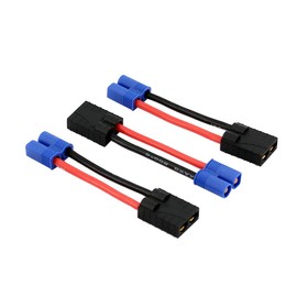 BDHI 3pcs Male EC3 to Female TRX Traxxas Connector Adapter with 14awg 5cm/2inch Wire(BDHI-07)