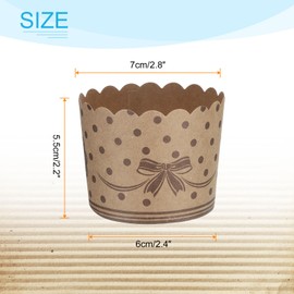 HARFINGTON 150Pcs Paper Baking Cups 6oz Brown Kraft Paper Muffins Liners Cupcake Greaseproof Disposable Bulk Wrappers for Wedding Birthday Graduation, Polka Dot