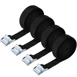 URAQT Lashing Strap Mounting Strap, Pack of 4, 150 kg, 6 Metres, Ratchet Lashing Strap, Width 20 mm, Lashing Strap, Adjustable Mounting Straps with Clamping Lock for Transport, Cargo, Luggage, Camping