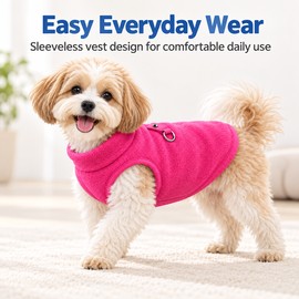 Warm Fleece Pet Jacket Vest with D-Ring for Small Dogs and Cats