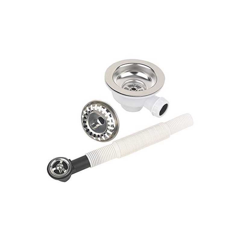 Kitchen Sink Stainless Steel Strainer Waste 1 Bowl Kit 90mm