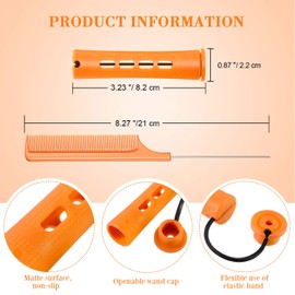 24 Pieces Hair Perm Rods Cold Wave Rods Plastic Perming Rods Curlers Hair Rollers with Steel Pintail Comb Rat Tail Comb Tools for Hairdressing Styling(Orange,0.87inches)