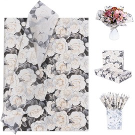 Larcenciel Floral Gift Wrapping Tissue Paper 60 Sheets 20x14, Elegant Cream Rose Pearl Pattern Tissue Paper for Gift Bags Crafts, Pretty Flower Gift Packaging for Wedding Birthday Holiday Party Decor