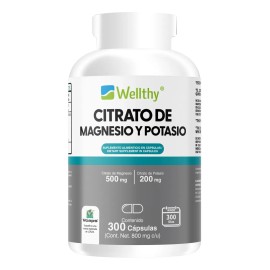 ⚡ Wellthy Citrato de Potasio + Magnesio | Energía, Músculos & Bienestar | 300 Cápsulas 🌿