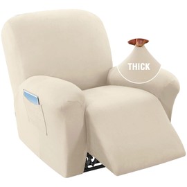 H.VERSAILTEX 2024 New Version Recliner Cover Upgraded Fleece Recliner Chair Cover Stretch Furniture Cover Wear/Tear Resistant Washable Recliner Protector Feature Comfortable and Durable Fabric, Ivory
