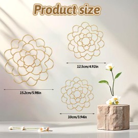 Classicseali 3pcs Flower Grid for Vase,4/5/6 in Floral Grid for Vase Bendable,Symmetrical Design,Smooth Lines Metal Wire Stem Holders for Flowers for Vasee Stems Bouquet Plant Fixation, Gold