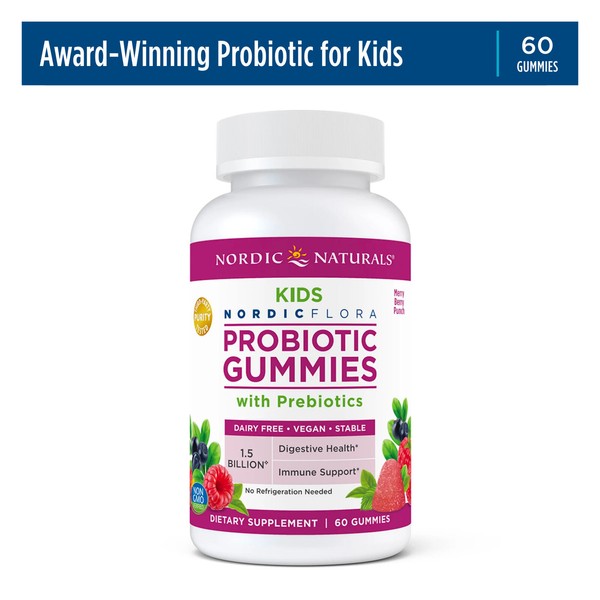 Nordic Naturals Kids Probiotic Gummies - 1.5 Billion Live Cultures, 60 Count