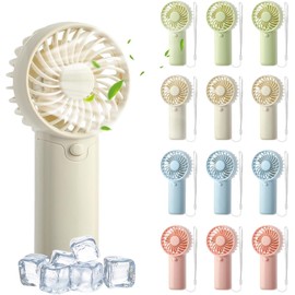 VZZNN - Paquete de 12 mini ventilador portátil de mano a granel, ventilador de refrigeración personal funciona con pilas para maquillaje de pestañas, ventilador pequeño ligero para viajes, playa