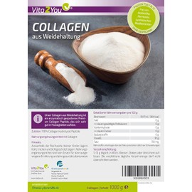 Vita2You Collagen Powder 1 kg – Bioactive Collagen – 100% Solugel® – Grazing – Hydrolysate Peptides Type 1 and 3 – Protein – 1000 g – Premium Quality
