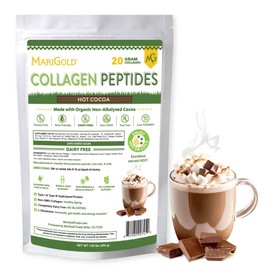 MariGold- “Péptidos de Colágeno Alimentados con Hierba en Polvo Cacao Caliente 1LB Colla Hidrolizada Bovina 100% Pura, Tipo I y III