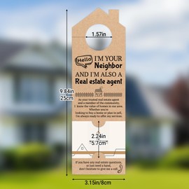 suituts 100 Pcs Open House Door Hangers Estate Agent Door Hangers with Business Card Open House Door Labels (3.14 x 9.84 Inch, Kraft Color)