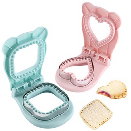 Zayookey Sandwich Mold Sealer Sandwich Cutter Press Heart Pink Square Blue Set of 2 Bento Box Making 1 Bread Cutter Small Sandwich Making Bread Cutter Sandwich Cutter Cutter Press Lunch Sandwich