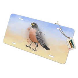 GRAPHICS & MORE Robin Watercolor Northeastern Bird Novelty Metal Vanity Tag License Plate
