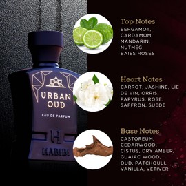 H HABIBI Urban Oud Eau De Parfum Men Spray (2.5 Oz) – Arabian Cologne Elixir Edition – Premium & Luxury Gift for Father's Day – Long Lasting Men Perfume with Woody Oud & Citrus Notes For Everyday Use