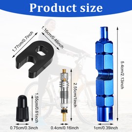 10PCS Presta Valve Core,Presta Valve Core Removal Tool,Tubeless Valves Cores Bike Bicycle Replacement, with 2 Plastic & Alloy Valves Cores Remover Dismantle Removal Tools & 10 Stem Caps