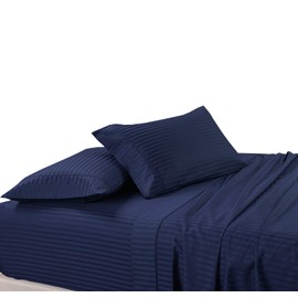 300 Thread Count Stripes Navy Full Size Sheet Set