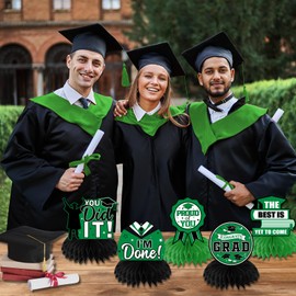 Green Graduation Decorations 2025 Honeycomb Centerpieces, 12Pcs Class of 2025 Graduation Centerpieces for Tables Green Congrats Grad Graduation Table Decorations, Green Graduations Table Toppers