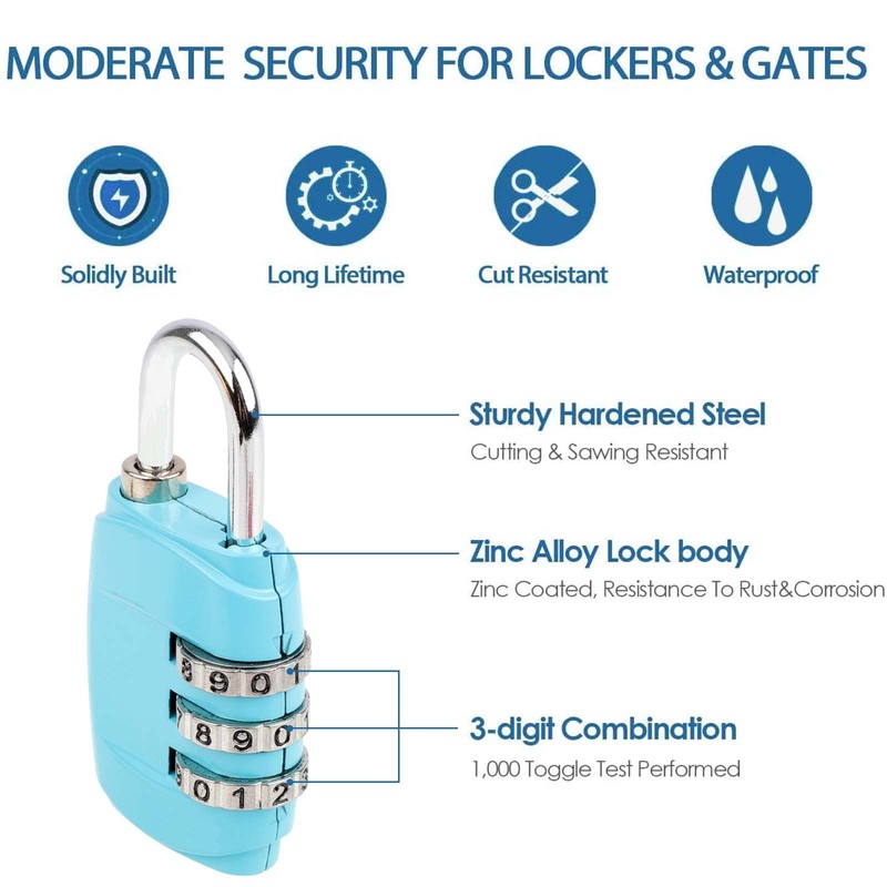 Combination Padlock, 6Pack Luggage Locks Code Padlock, 3 Digit Outdoor