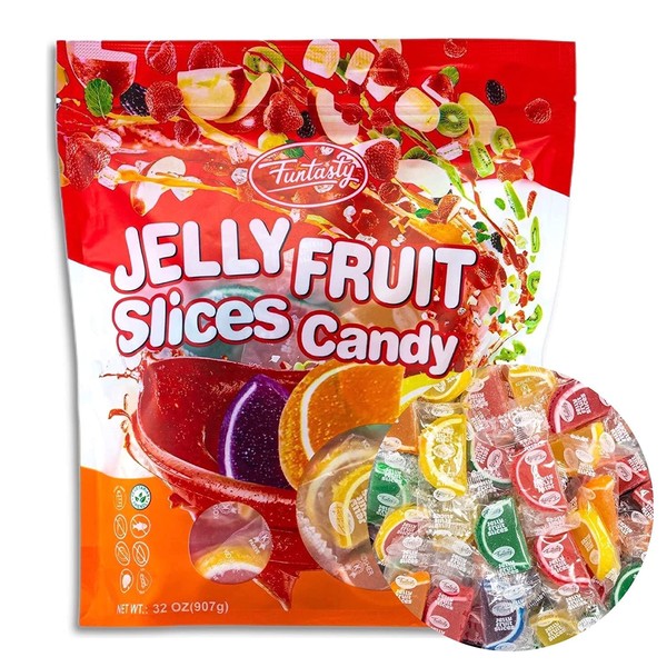 Funtasty Fruit Jelly Slices, Assorted Flavors Candy, Individually Wrapped, 2 Pound Pack