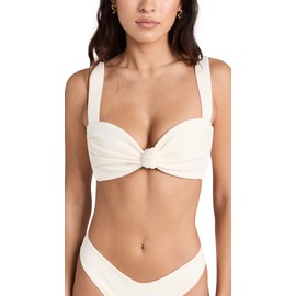 Montce Women's Hayden Bikini Top, Cream Rib, Off White, S