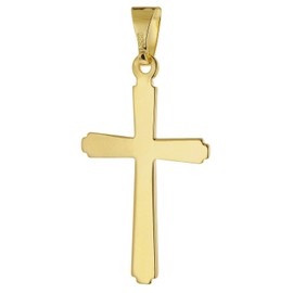 trendor Cross Pendant 333 Gold Two-Tone with Gold-Plated Chain Timeless Jewellery for Men and Women Elegant Gift Idea 68428, Yellow Gold, No Gemstone