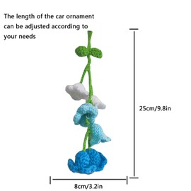 Car Mirror Hanging Accessories,Rearview Mirror Accessories,Bellflower Hand Knitted Cute Car Accessories Car Ornament Suitable for Backpacks, Key Chains