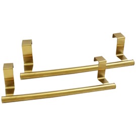 Kemcatui 2 Pack Over Cabinet Towel Holder, Gold Kitchen Towel Rack 9 Inch Cupboard Towel Bar, Stainless Steel Towel Hanger