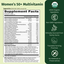 EarthFirst Organic Once Daily Multivitamin for Women 50+, Supports Bone Strength, Energy, and Heart Health, 60 Count