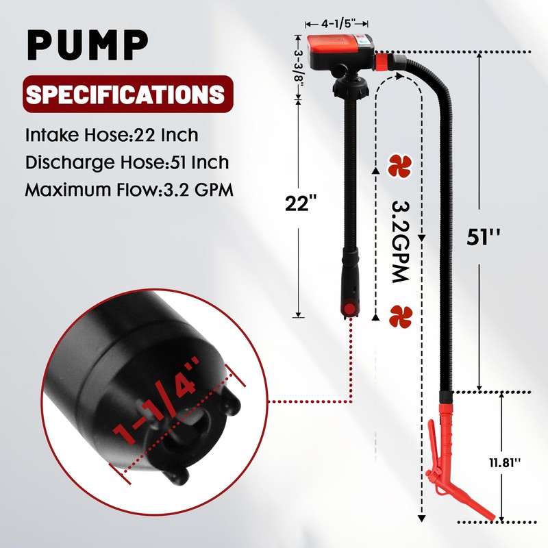 PUMPTOR Fuel Transfer Pump Battery Operated & USB Chargeable Gas