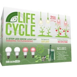Miracle LED Plant Life Cycle 2-Socket Synchronized Grow Light Kit with 2 Full Spectrum Absolute Daylight Bulbs and 2 Red Spectrum Multi-Plant Bulbs with Sproutmatic Timer Controls (3-Pack)