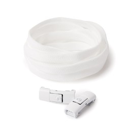 TEEZY No Tie Shoe Laces for Trainers | Premium Elastic Weave & Quick Lock Buckle | Flat Shoe Laces For Adults & Kids | Elastic Shoelaces Black White Laces No Tie | ACCELERATOR (White)