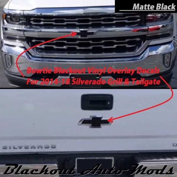 Blackout Auto Mods Matte Black Vinyl BowTie Grill and Tailgate