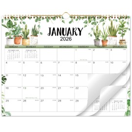 2026 Calendar - 2026 Wall Calendar, Jan. 2026 - Dec. 2026, 12-Month Calendar, 15" x 11.5", Twin-Wire Binding + Hanging Hook + Thick Paper + Unruled Blocks with Julian Dates - Plants