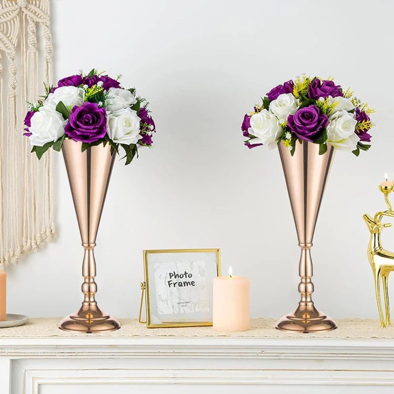 14 Tall Golden Metal Tabletop Vase Wedding Flower Display Stand