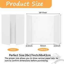 5 Pack Trifold Poster Board,26" x 17" Medium Size White Corrugated Presentation Display Board for School Projects,Science Fair and Business Presentations