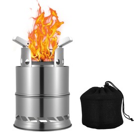 KUWUNG Table Top Fire Pit, Portable Stainless Steel Camping Fire Pit, Small Camping Stove for Camping, Outdoor, Patio - Wood Burning/PelletFueled