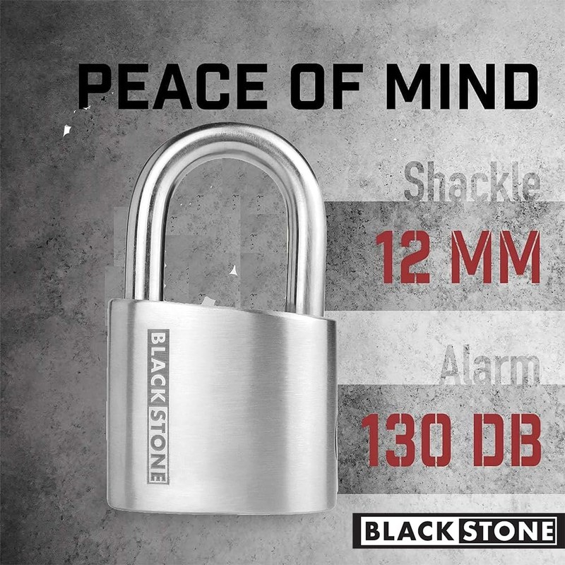 Blackstone Anti-Theft Loud 130db Alarm Padlock Weather Proof Heavy Duty