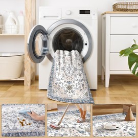 Roseek Rug Runners for Hallways Non Slip 2x6, Kitchen Rugs with Rubber Backing, Washable Vintage, Boho Area Rug for Living Room, Low Pile Distressed Rugs Carpet Runners for Bedroom, Entryway, Laundry