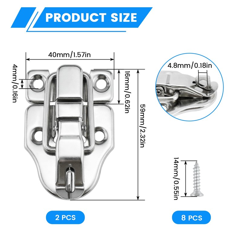 SDTC Tech 2-Pack Retro Silver Style Box Toggle Latch Antique