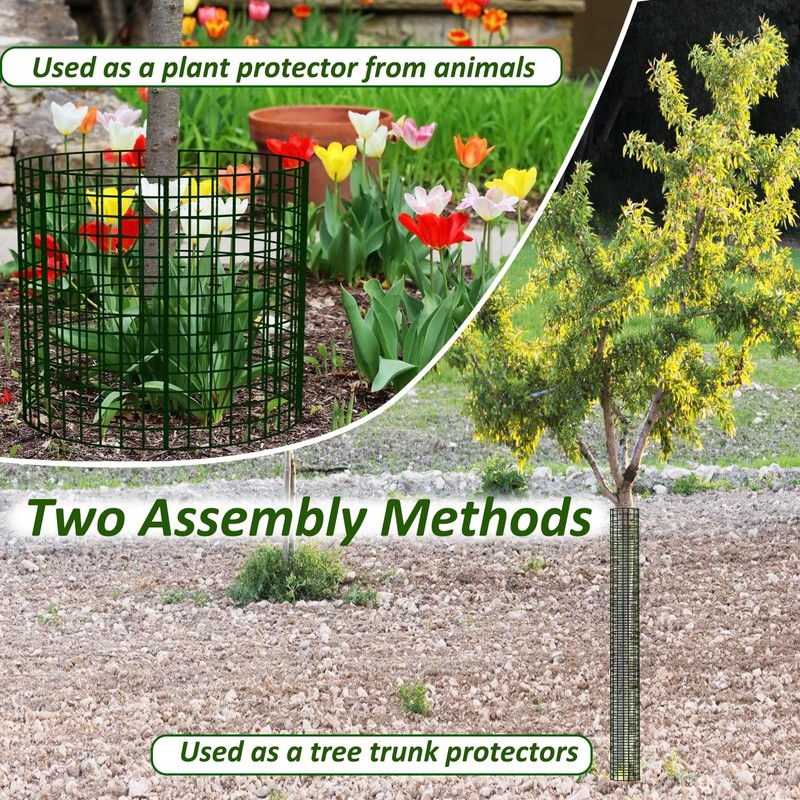 chicarry 48" Metal Tree Trunk Protector, 8 Pack Mesh Tree