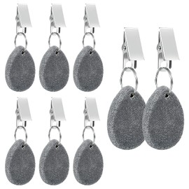 DAWRIS Pack of 8 tablecloth weights, natural stone with clip, tablecloth holder, outdoor tablecloths, weight for outdoor use with steel clamp, tablecloths, weights, outdoor