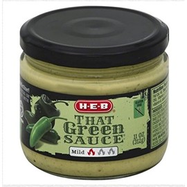HEB That Green Sauce Mild, 2 Pack Jalapeños, Poblanos. Sour Cream 11 Fl.oz Great for Football Parties, Tacos, Eggs, Fajitas and Chips