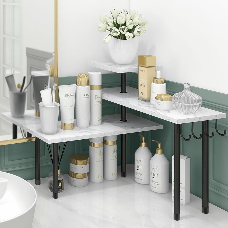 Homode Bathroom Counter Organizer Corner Shelf, Kitchen Countertop Organizer, 3