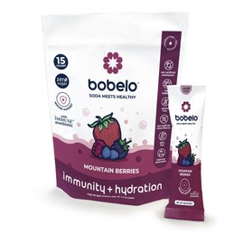 Bobelo Smooth Hydrating Bubbles - Hydration Powder with Balanced Electrolyte - Sugar Free Powdered Drink Mix - Vitamin C & D, Low Calories, Keto Friendly - Mountain Berries - 15 Counts