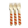 Perfect Stix Striped Forks 158 36- Orange Printed Wooden Forks