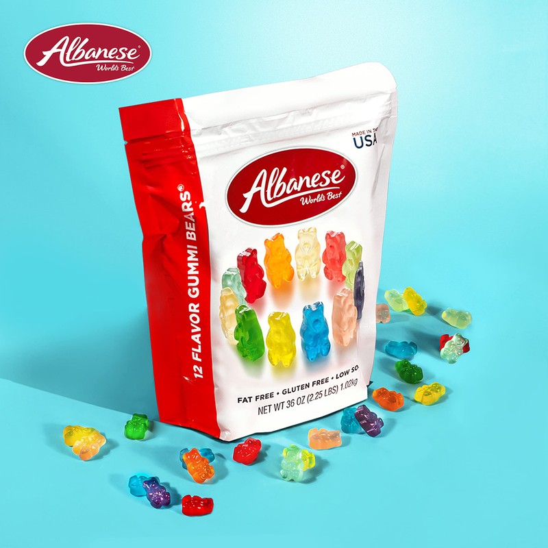 Albanese World's Best 12 Flavor Gummi Bears, 36oz Bag of