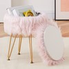 Mxfurhawa Faux Fur Storage Ottoman Round Furry Vanity Stool Marble