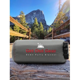 Get Out Gear Down Camping Blanket - Outdoor Lightweight Packable 650 Fill Power Down Blanket Compact Waterproof and Warm Backpacking Quilt for Camping Hiking Travel Hammock